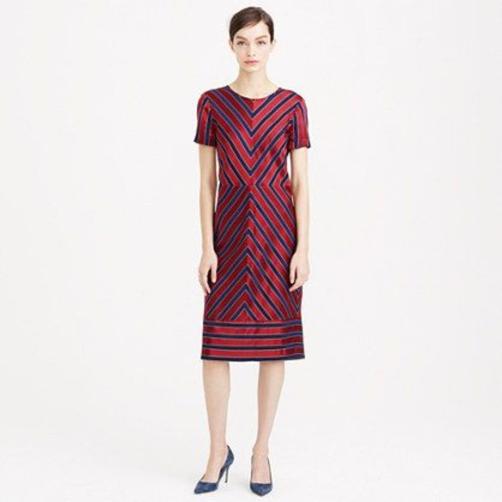 J Crew Collection Open Back Dress, burgundy & navy, NWOT sz 4